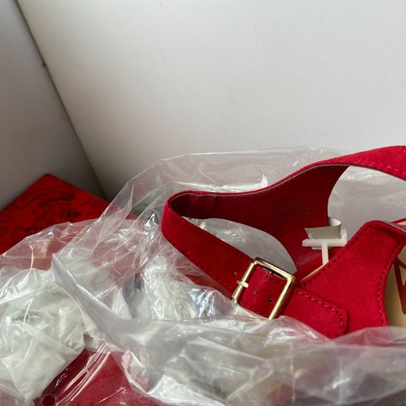 American Rag Rochelle Peep Toe Platform Wedge Red - Picture 8 of 10